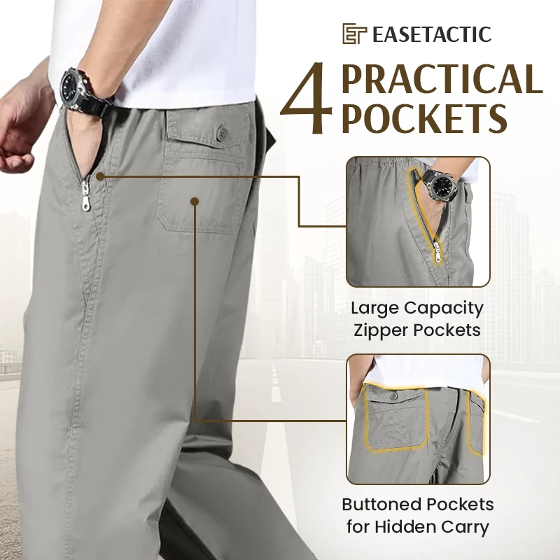 EaseTactic - Flex Fit Zipper-Pocket Durable Pants